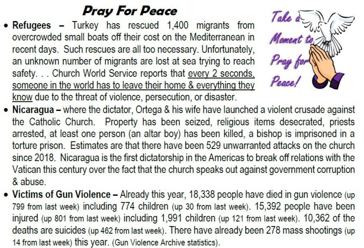Pray for Peace June 7, 2023