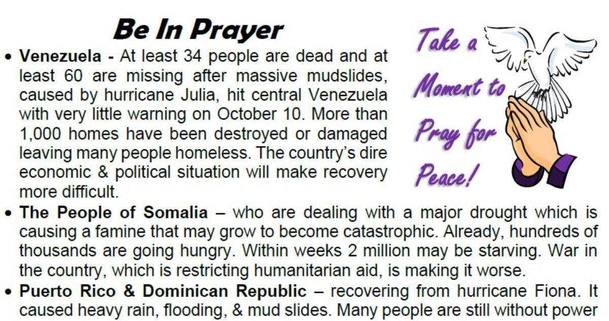 Pray for Peace October 12, 2022