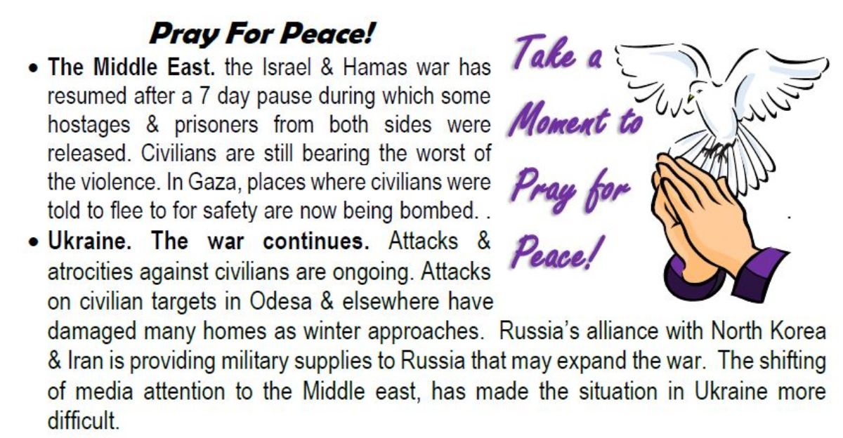 Pray for Peace December 6, 2023