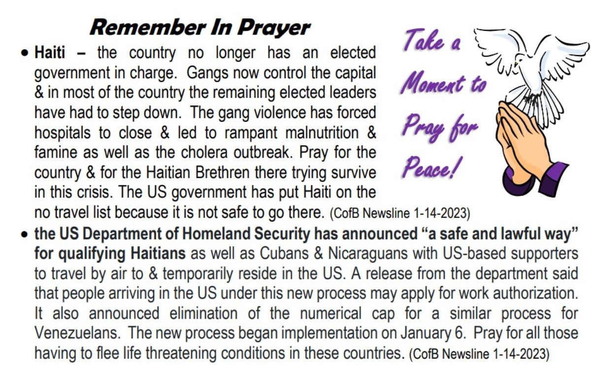 Pray for Peace January, 25 2023