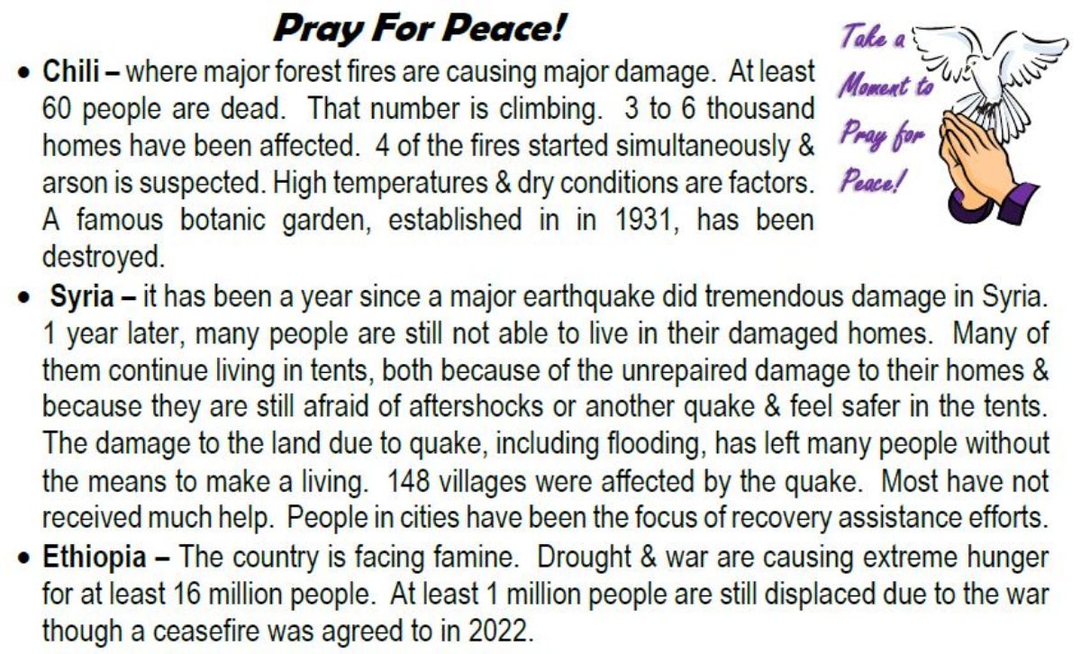 Pray for Peace February 7, 2024