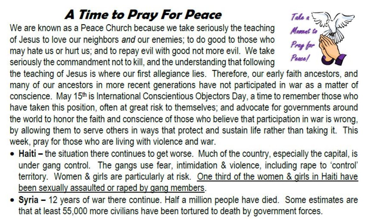 Pray for Peace May 17, 2023