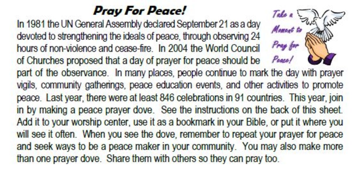 Pray for Peace September 20, 2023