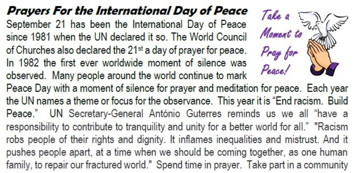 Pray for Peace September 21, 2022