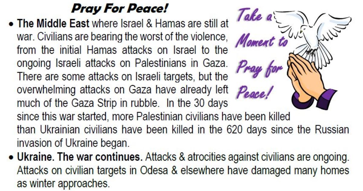 Pray for Peace November 8, 2023