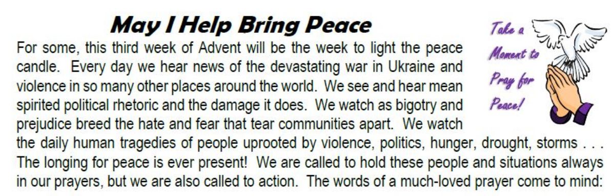 Pray for Peace December 7, 2022