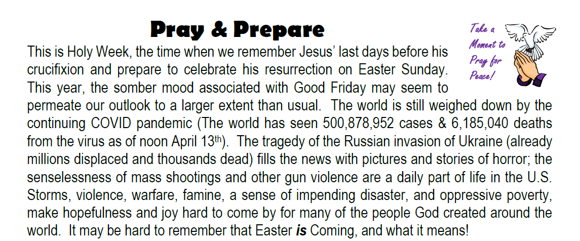 Pray for Peace 4-13-2022