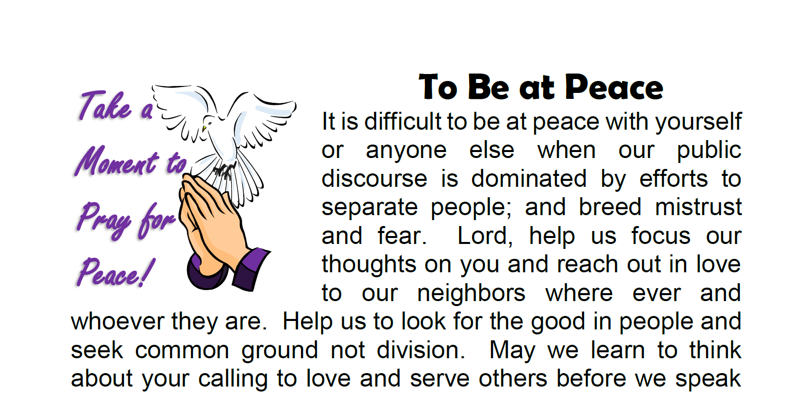 Pray for Peace 8-22-2018